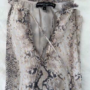Generation Love Beige and Black Snakeskin Blouse